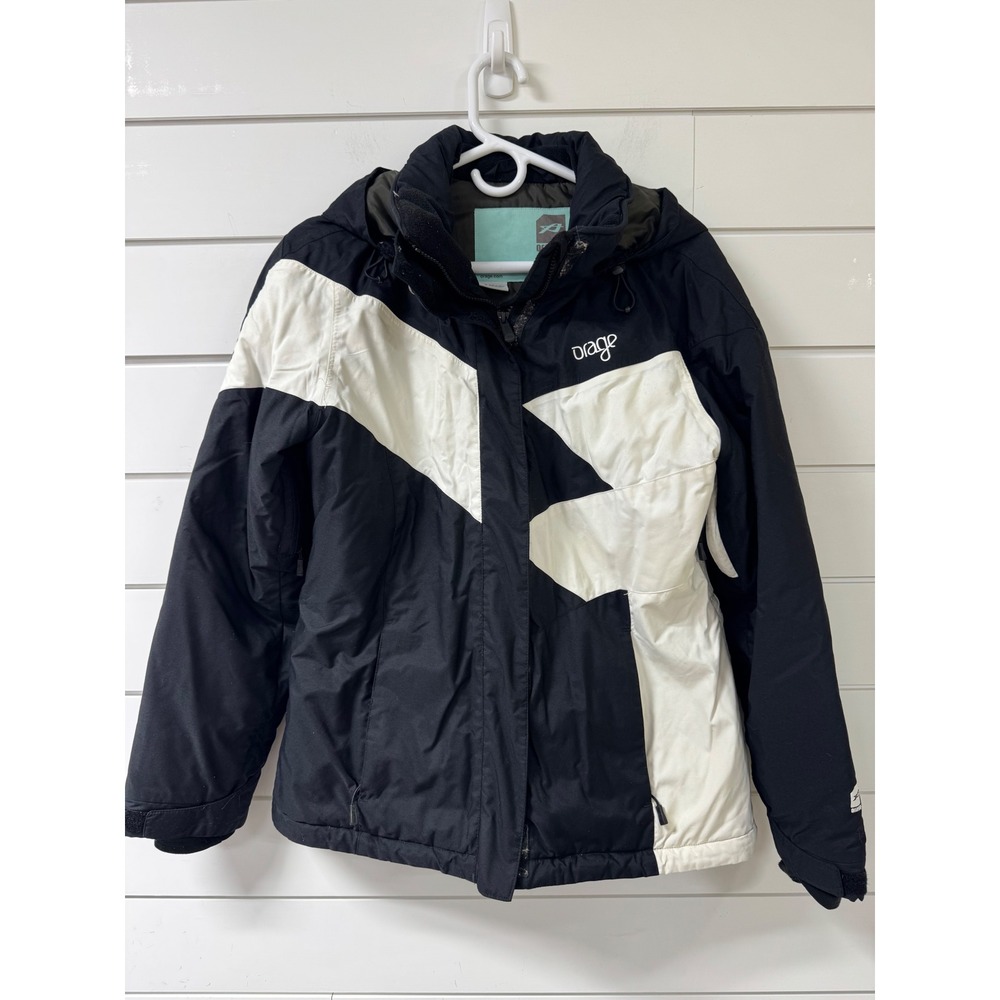 Orage Womens Ski Jacket Black White Colorblock Hooded Winter Coat Size Small